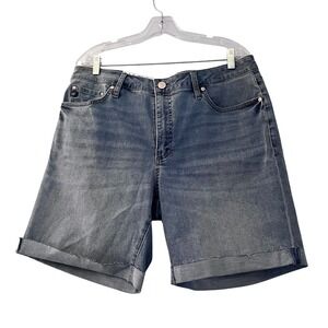 Seven7 Relaxed Bermuda Denim Shorts Thrive Blue Mid Rise Cuffed Size 14 (M560)